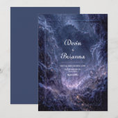Invitation Cosmic Blue Stardust Celestial Wedding (Devant / Derrière)