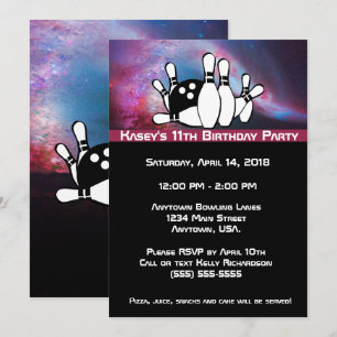 Invitation Cosmic Galaxy Bowling fête d'anniversaire