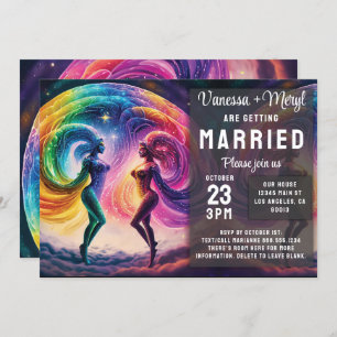 Invitation Cosmic Rainbow Feminine Energy Lesbian Mariage