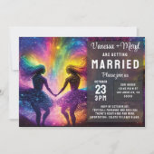 Invitation Cosmic Rainbow Feminine Energy Lesbian Mariage (Devant)