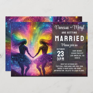 Invitation Cosmic Rainbow Feminine Energy Lesbian Mariage