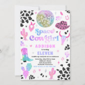 Invitation Cosmic Space Cowgirl Disco Rodéo fête d'anniversai (Devant)
