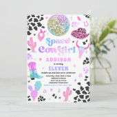 Invitation Cosmic Space Cowgirl Disco Rodéo fête d'anniversai (Debout devant)