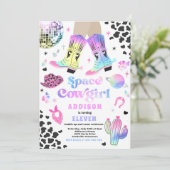 Invitation Cosmic Space Cowgirl Disco Rodéo fête d'anniversai (Debout devant)