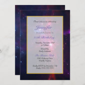 Invitation Cosmic Space Stars et Nebula Anniversaire (Devant / Derrière)