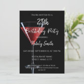 Invitation Cosmopolitan cocktail avec cerise sur noir (Debout devant)