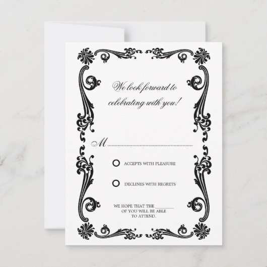 Invitation Cosmopolitan Flourish et Tourbillons RSVP (Dos)