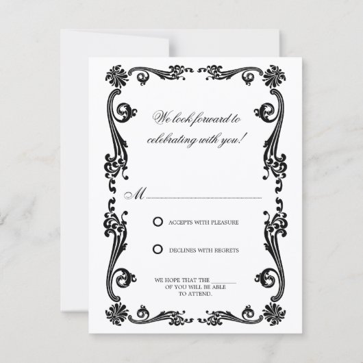Invitation Cosmopolitan Flourish et Tourbillons RSVP (Dos)