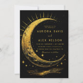 Invitation Cosmos Black Dreamy Mystical Moon Mariage de nuit (Devant)