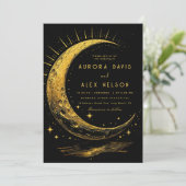 Invitation Cosmos Black Dreamy Mystical Moon Mariage de nuit (Debout devant)