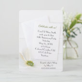 Invitation Cosmos blancs du 35e anniversaire sur bois blanc (Debout devant)