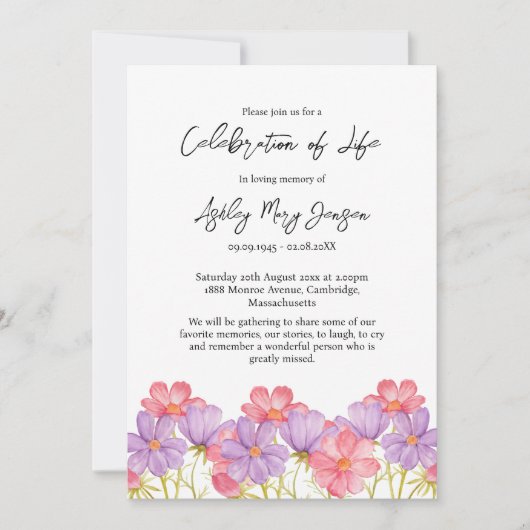 Invitation Cosmos Celebration of Life Funeral (Devant)