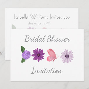 Invitation Cosmos Floral Fête de Mariage, Ensemble Rose et Vi