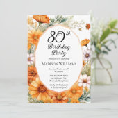 Invitation Cosmos | Marigolds Floral 80th Birthday Party (Debout devant)