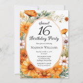 Invitation Cosmos | Marigolds Floral Sweet 16 Birthday Party (Devant)