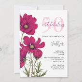 Invitation Cosmos rose foncé Fleur de verdure Anniversaire (Devant)