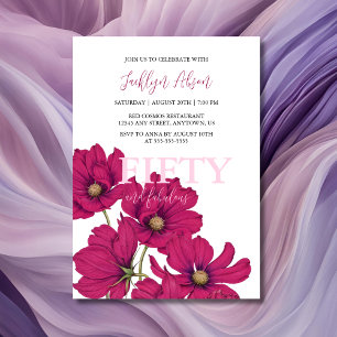 Invitation Cosmos rose foncé Floral Fabuleux anniversaire