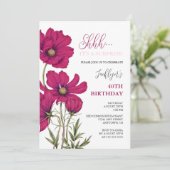 Invitation Cosmos rose foncé Floral Surprise Anniversaire (Debout devant)