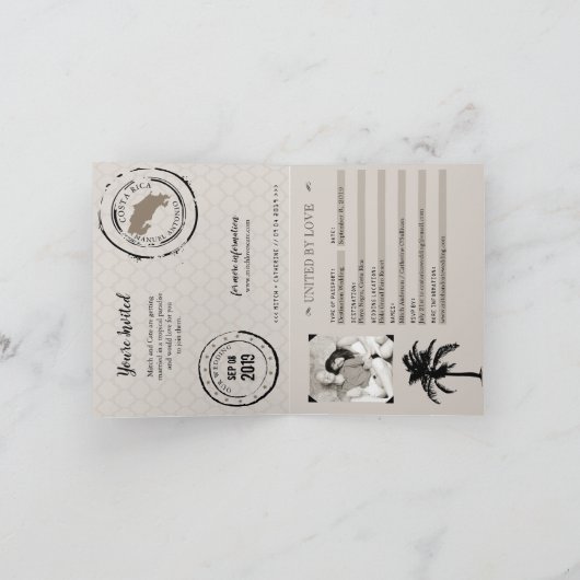 Invitation Costa Rica Manuel Antonio Passeport Mariage (Intérieur)