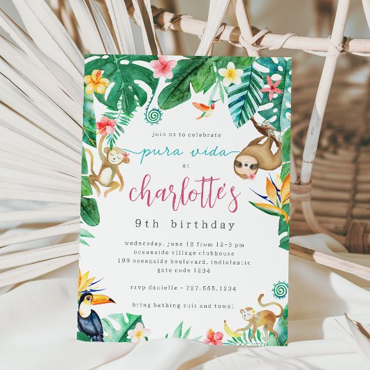 Invitation Costa Rica Tropical Jungle Anniversaire de enfant 
