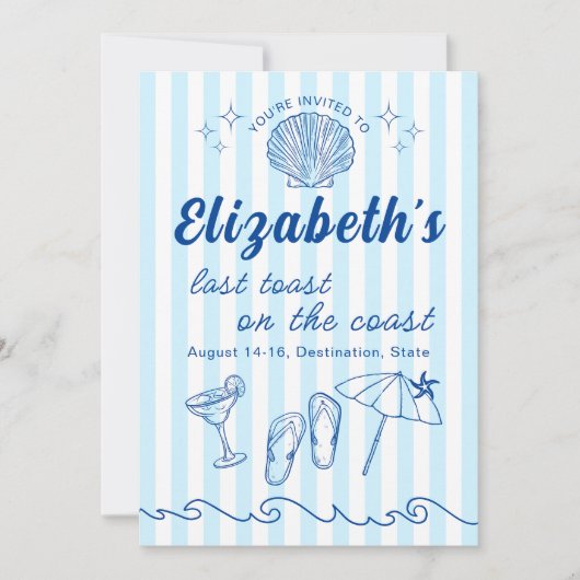 Invitation Costal Beach Bachelorette Destination (Devant)