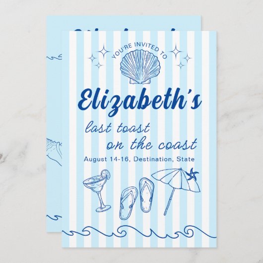 Invitation Costal Beach Bachelorette Destination (Devant / Derrière)