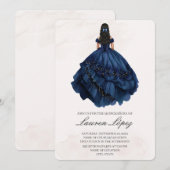 Invitation Costume bleu marine quinceañera (Devant / Derrière)