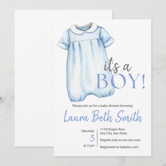 Invitation Costume bulle garçon (Devant / Derrière)