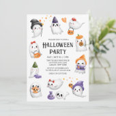 Invitation Costume Cadre Fantôme Cute Halloween Party (Debout devant)