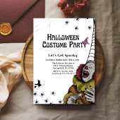 Invitation Costume clown noir et blanc Fête d'Halloween