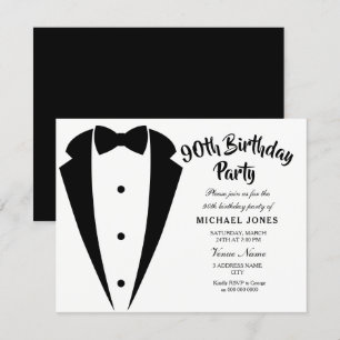 Invitation Costume & Cravate signifie 90e anniversaire de fêt