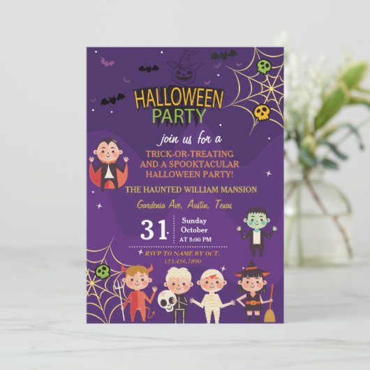 Invitation Costume Cute Halloween Party Pour Enfants (Debout devant)