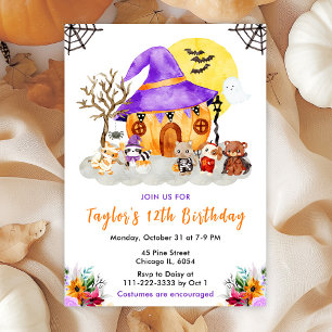 Invitation Costume d'animaux Halloween fête d'anniversaire