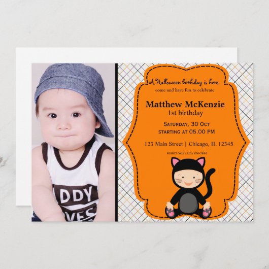 Invitation Costume d'anniversaire d'Halloween (Devant / Derrière)