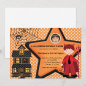 Invitation Costume d'anniversaire d'Halloween (orange) (Devant / Derrière)