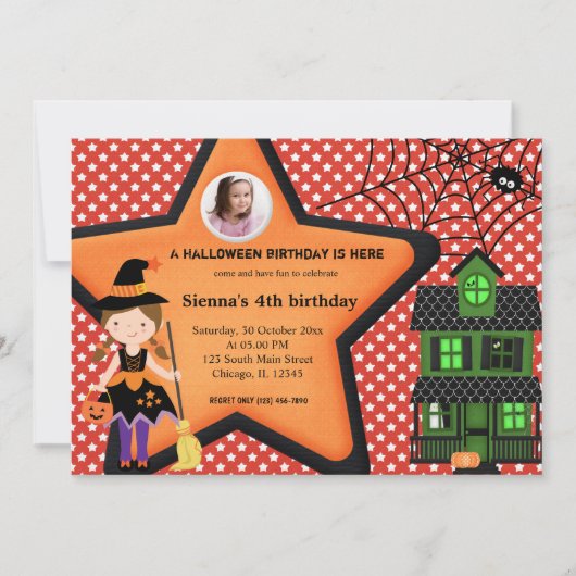 Invitation Costume d'anniversaire d'Halloween (rouge) (Devant)