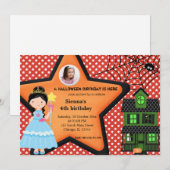 Invitation Costume d'anniversaire d'Halloween (rouge) (Devant / Derrière)