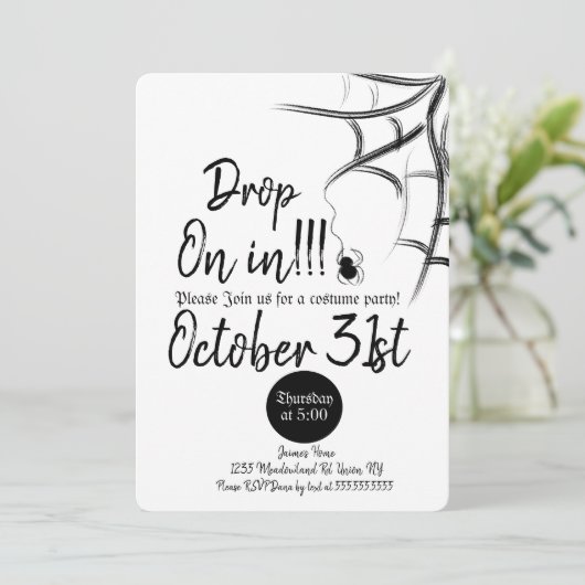 Invitation Costume d'araignée en tableau Chalkboard Halloween (Debout devant)