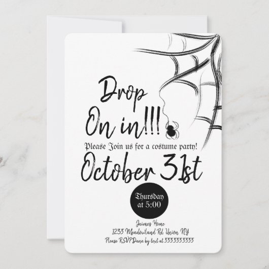 Invitation Costume d'araignée en tableau Chalkboard Halloween (Devant)