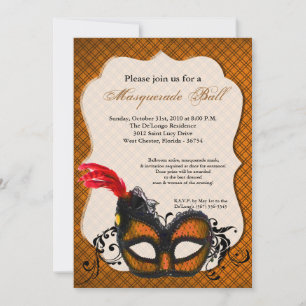 Invitation Costume de bal Mascaré Orange Halloween