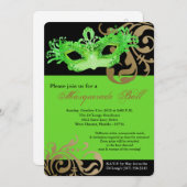 Invitation Costume de bal Mascaré vert citron Halloween (Devant / Derrière)