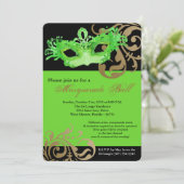 Invitation Costume de bal Mascaré vert citron Halloween (Debout devant)