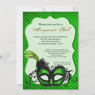 Invitation Costume de bal Mascaré vert citron Halloween