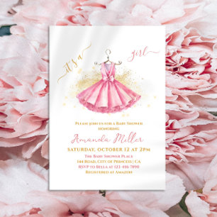 Invitation Costume de Ballet Rose Delicate Baby Girl Douche