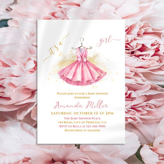 Invitation Costume de Ballet Rose Delicate Baby Girl Douche