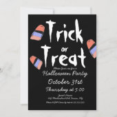 Invitation Costume de Candy Trick or Treat Dessin Doodle Noir (Devant)