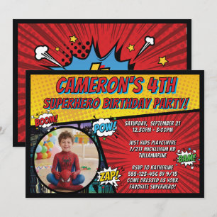 Invitation Costume de Comics Rétro pour Garçons Super-héros A