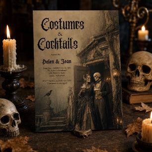 Invitation Costume de couple gothique vintage pour Halloween