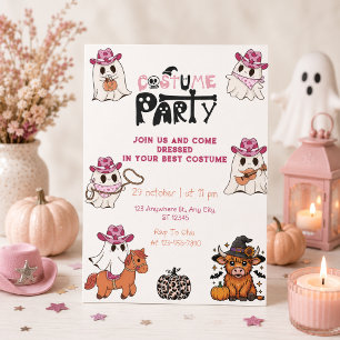 Invitation Costume de cowgirl rose pour la fête d'Halloween