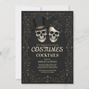 Invitation Costume de crâne gothique noir pour soirée d'Hallo